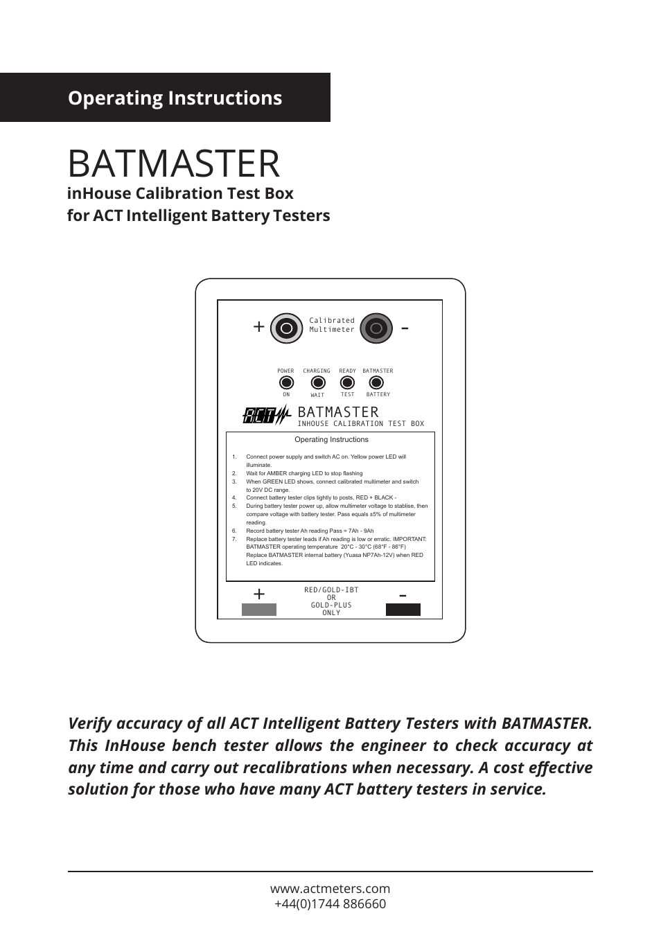 ACT Meters BATMASTER User Manual | 2 pages
