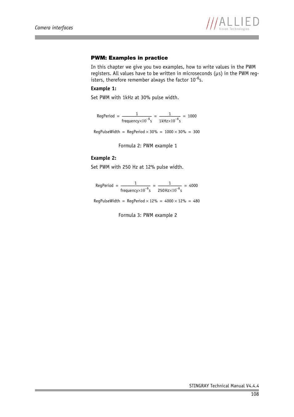 Pwm: examples in practice | ALLIED Vision Technologies Stingray F-504 User Manual | Page 110 / 355
