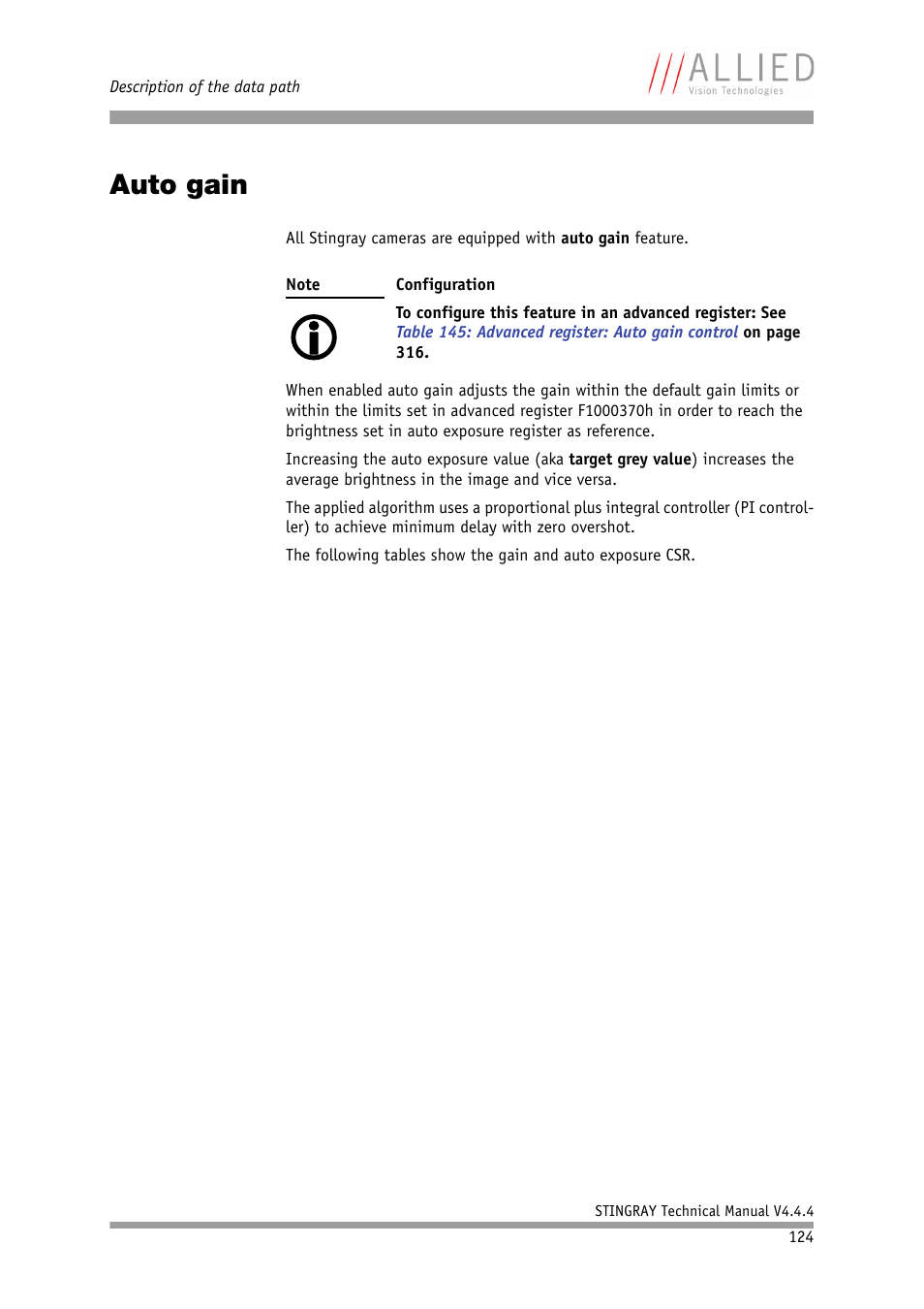 Auto gain | ALLIED Vision Technologies Stingray F-504 User Manual | Page 126 / 355