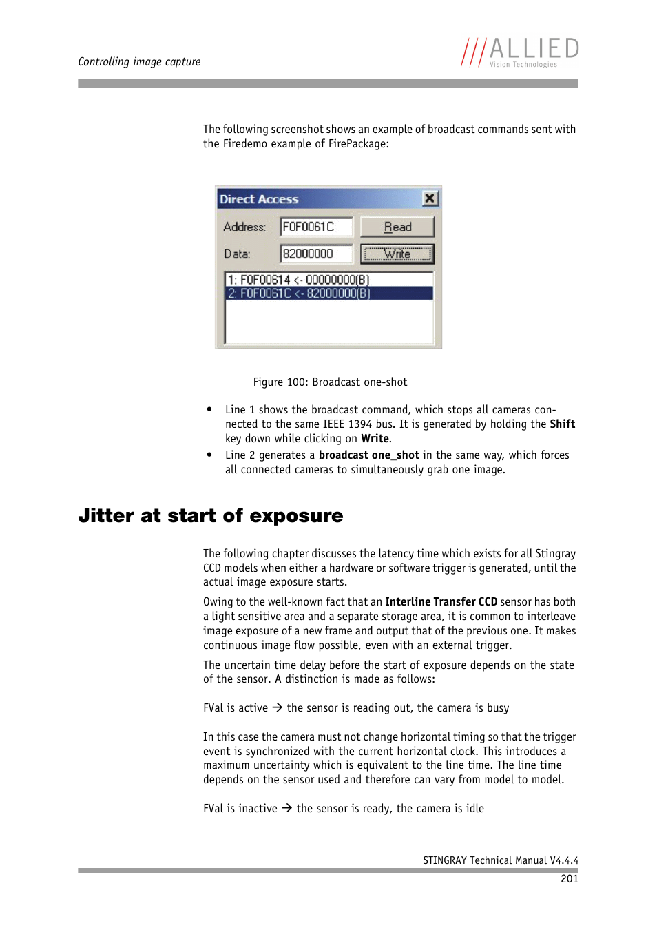 Jitter at start of exposure, In chapter | ALLIED Vision Technologies Stingray F-504 User Manual | Page 203 / 355