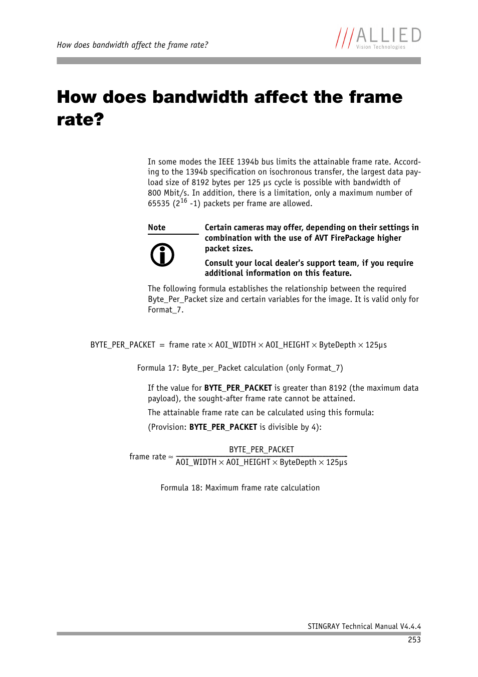 How does bandwidth affect the frame rate, Chapter, Ad chapter | ALLIED Vision Technologies Stingray F-504 User Manual | Page 255 / 355