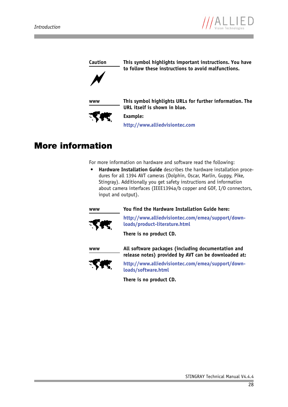 More information | ALLIED Vision Technologies Stingray F-504 User Manual | Page 28 / 355