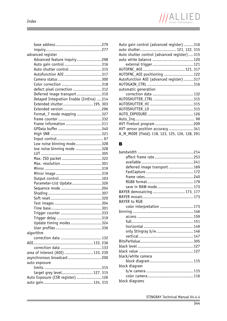 ALLIED Vision Technologies Stingray F-504 User Manual | Page 346 / 355