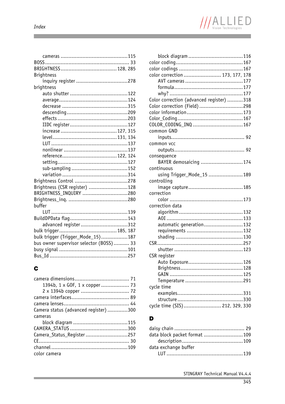 ALLIED Vision Technologies Stingray F-504 User Manual | Page 347 / 355