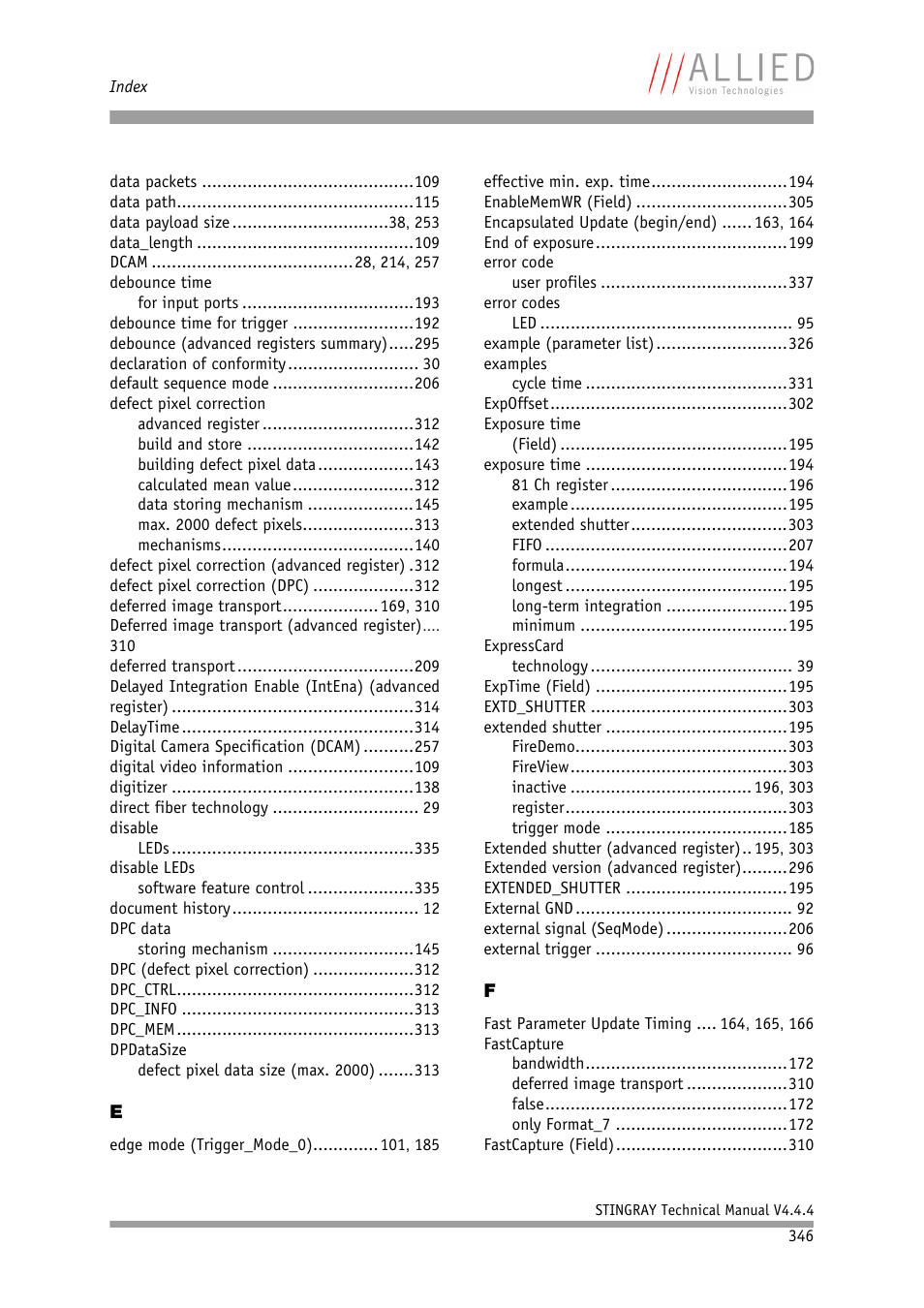 ALLIED Vision Technologies Stingray F-504 User Manual | Page 348 / 355