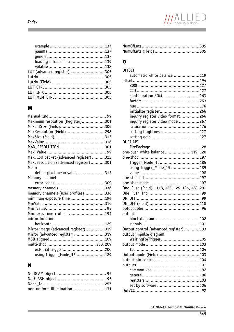 ALLIED Vision Technologies Stingray F-504 User Manual | Page 351 / 355