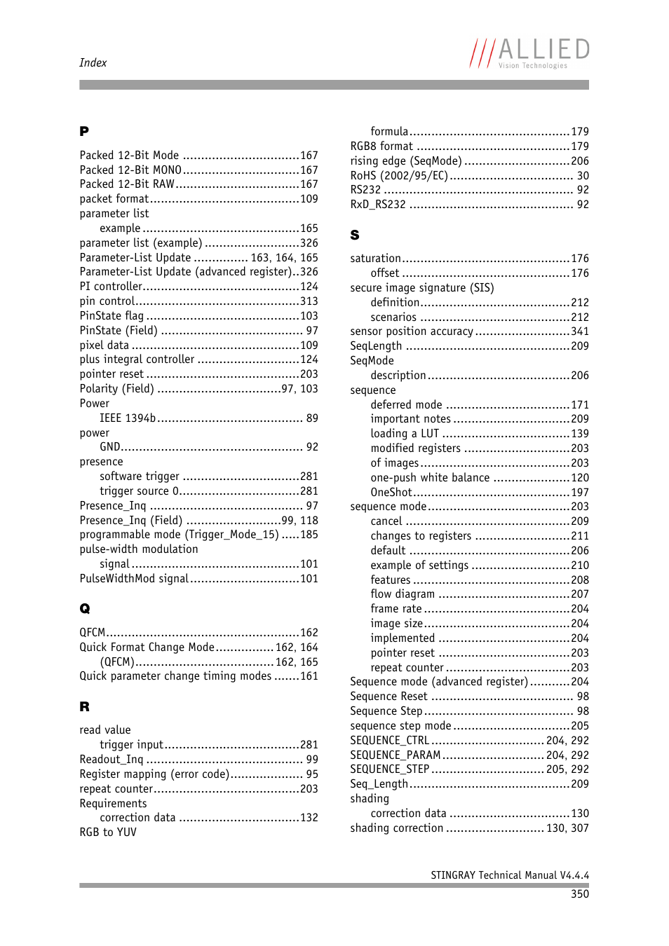 ALLIED Vision Technologies Stingray F-504 User Manual | Page 352 / 355