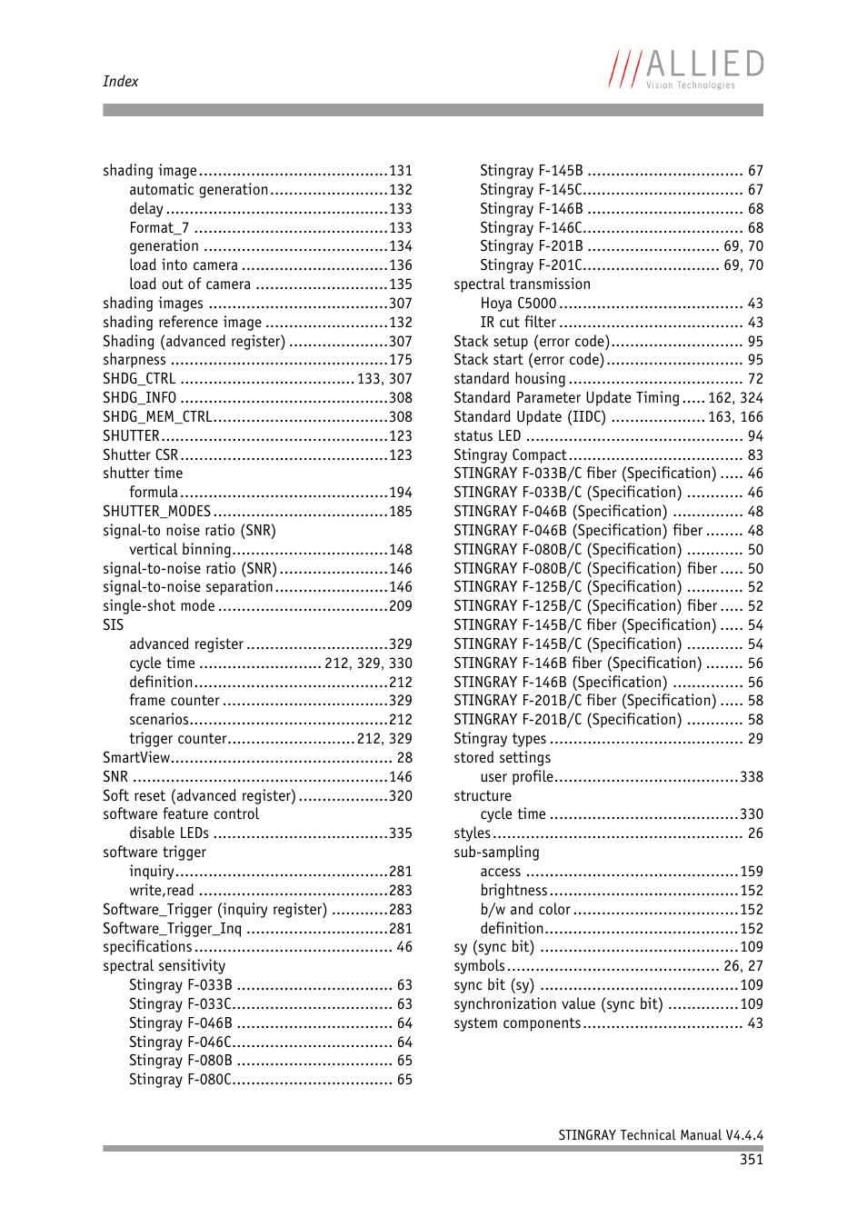 ALLIED Vision Technologies Stingray F-504 User Manual | Page 353 / 355