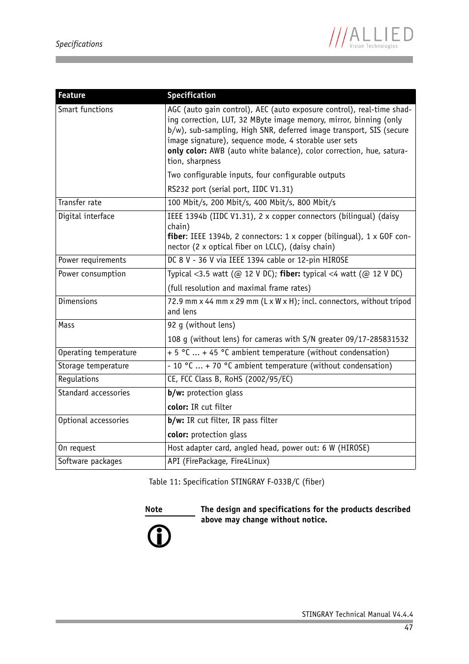 ALLIED Vision Technologies Stingray F-504 User Manual | Page 49 / 355
