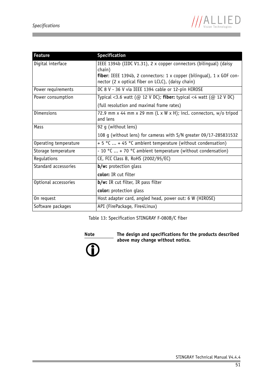 ALLIED Vision Technologies Stingray F-504 User Manual | Page 53 / 355