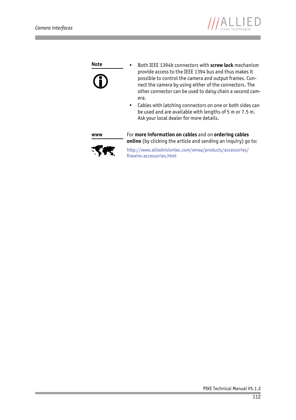 ALLIED Vision Technologies Pike F-1600 User Manual | Page 112 / 391