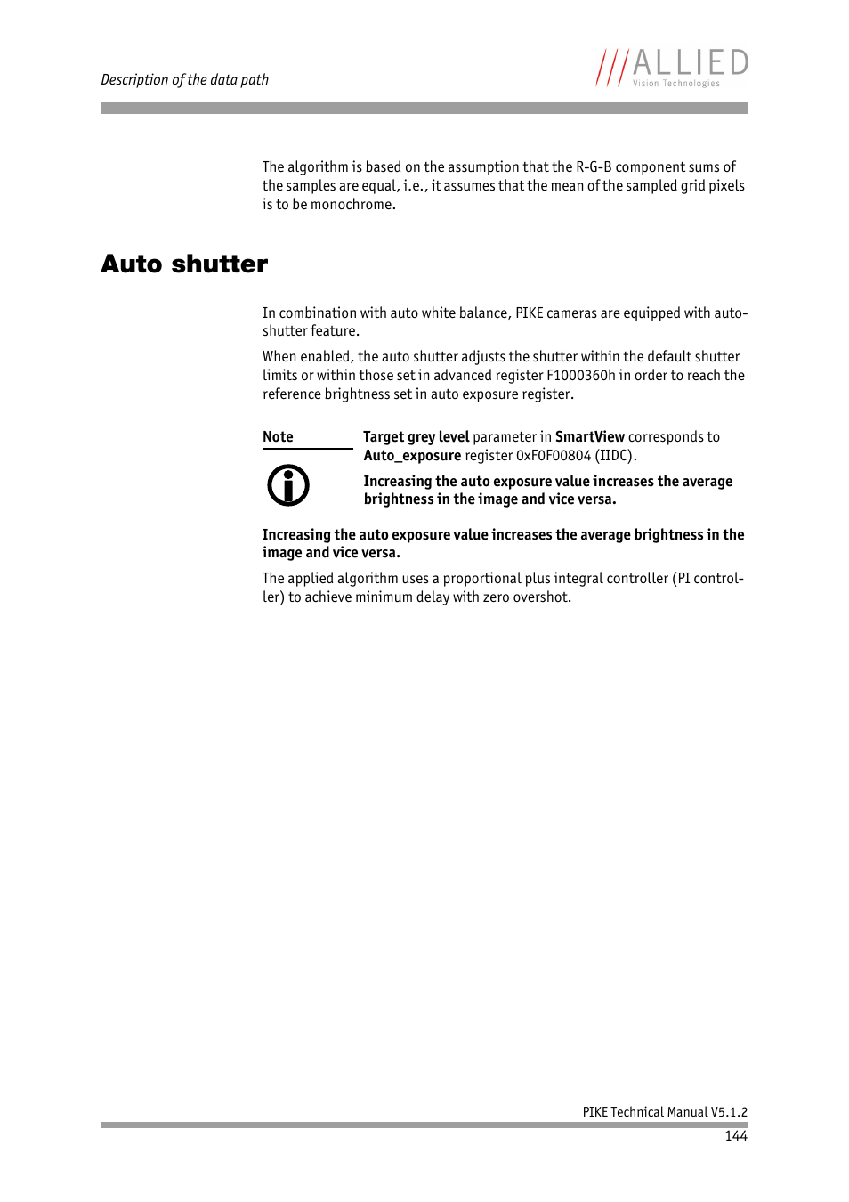 Auto shutter | ALLIED Vision Technologies Pike F-1600 User Manual | Page 144 / 391