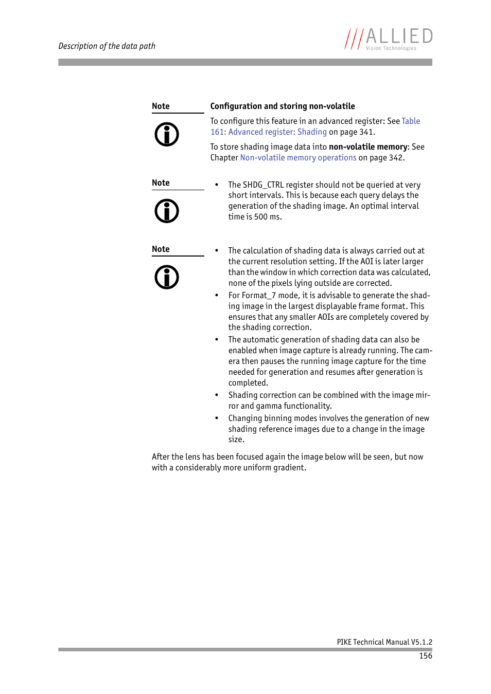 Note | ALLIED Vision Technologies Pike F-1600 User Manual | Page 156 / 391