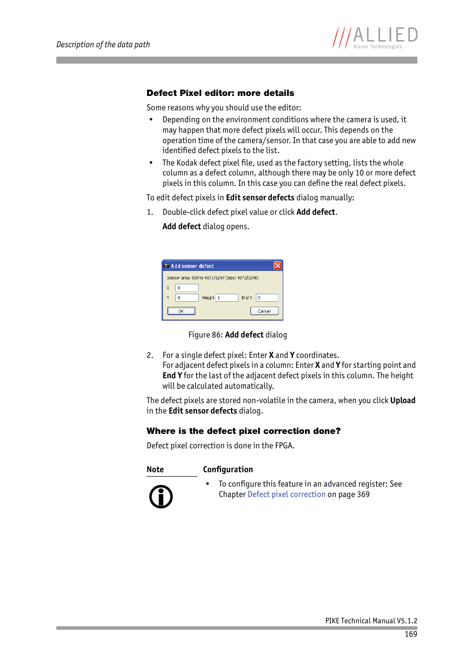 Defect pixel editor: more details, Where is the defect pixel correction done | ALLIED Vision Technologies Pike F-1600 User Manual | Page 169 / 391