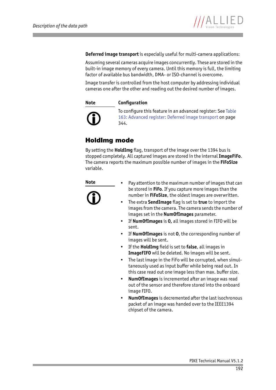 Holdimg mode | ALLIED Vision Technologies Pike F-1600 User Manual | Page 192 / 391