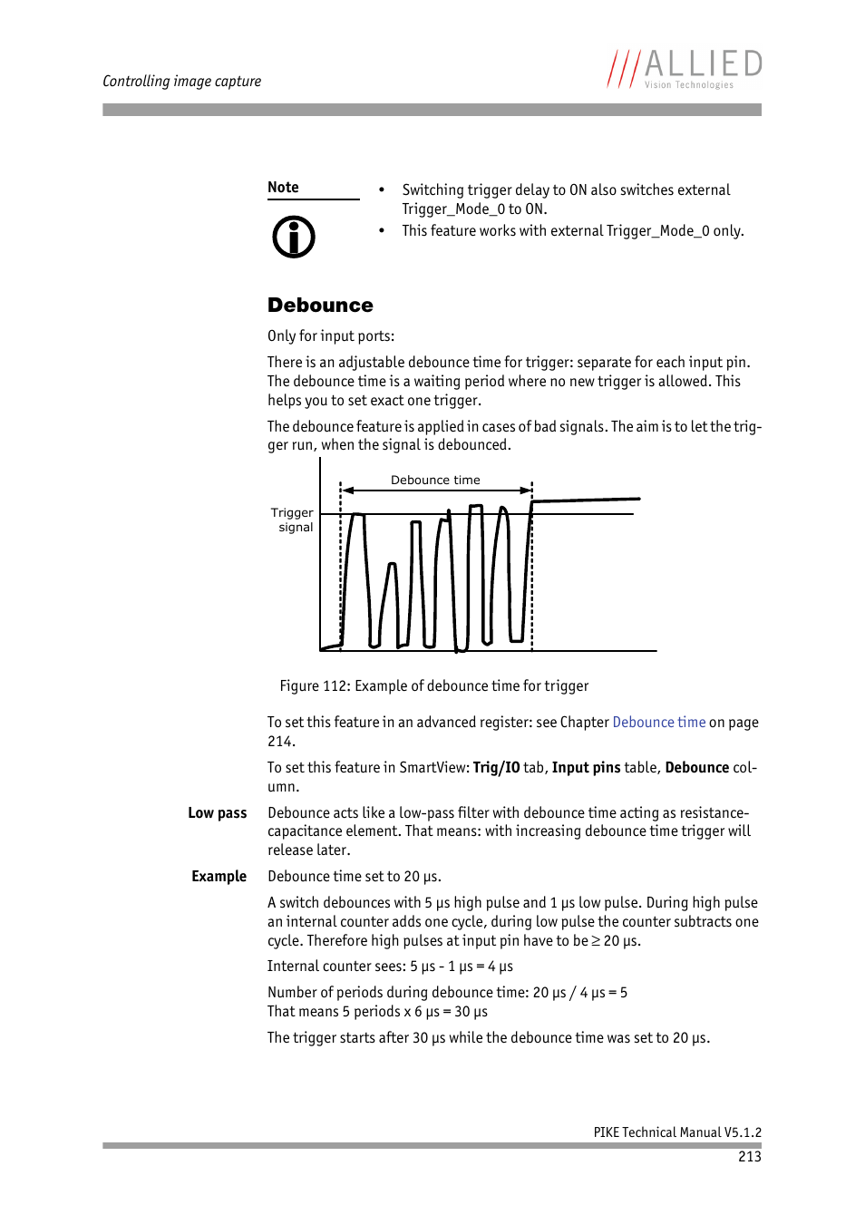 Debounce, Chapter, E in chapter | ALLIED Vision Technologies Pike F-1600 User Manual | Page 213 / 391