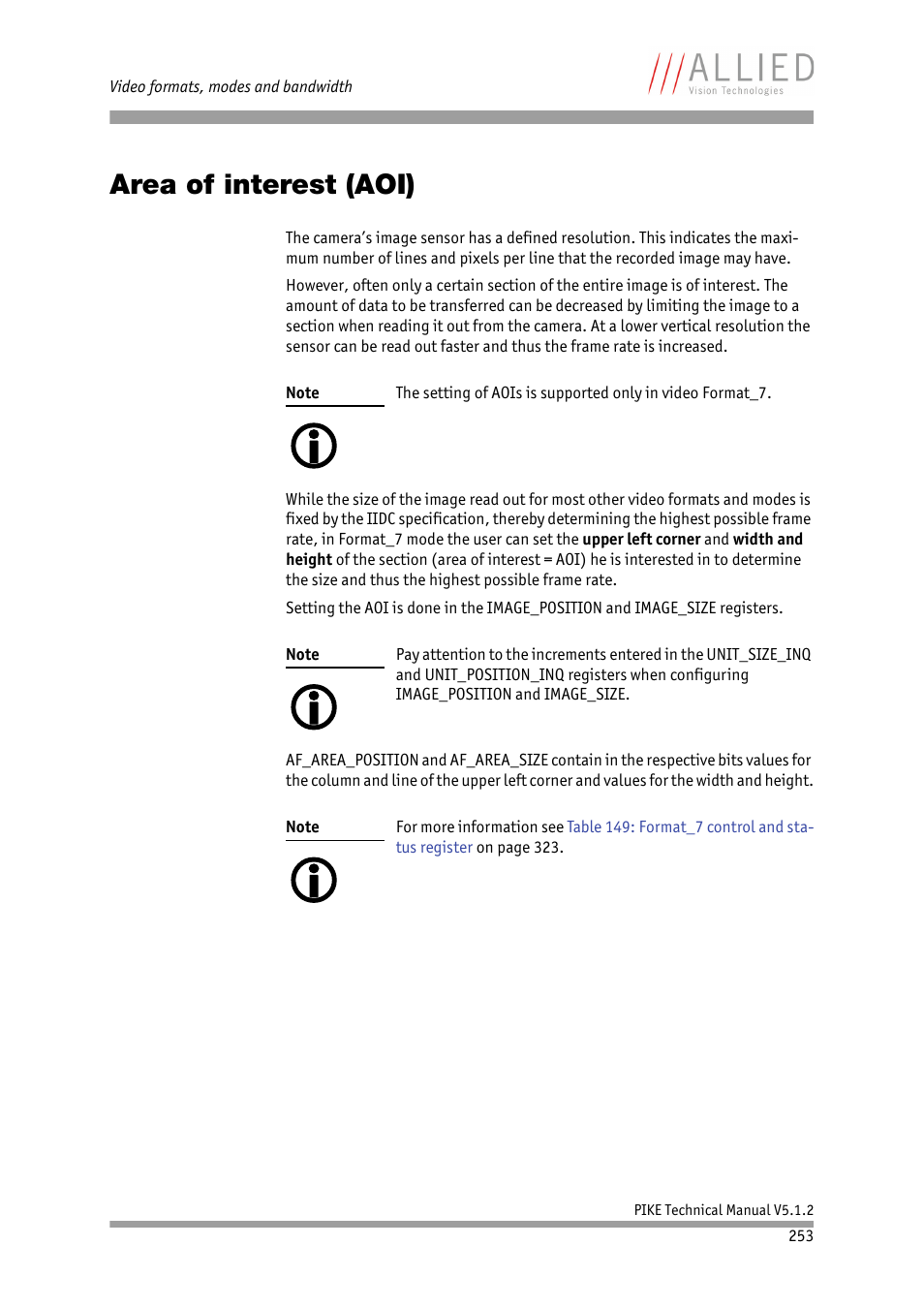 Area of interest (aoi) | ALLIED Vision Technologies Pike F-1600 User Manual | Page 253 / 391