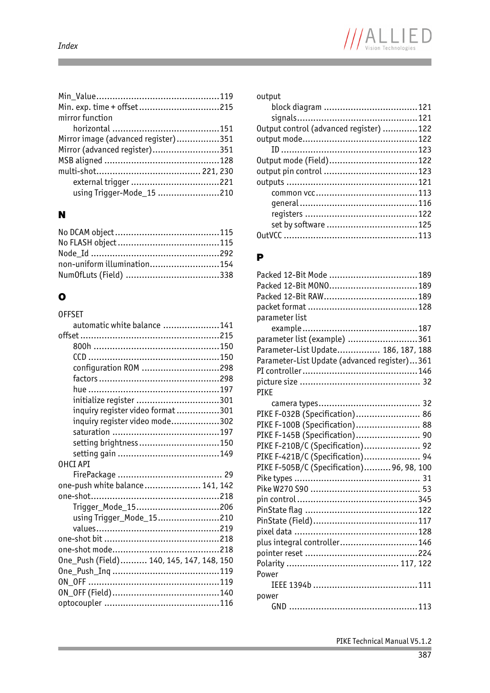 ALLIED Vision Technologies Pike F-1600 User Manual | Page 387 / 391