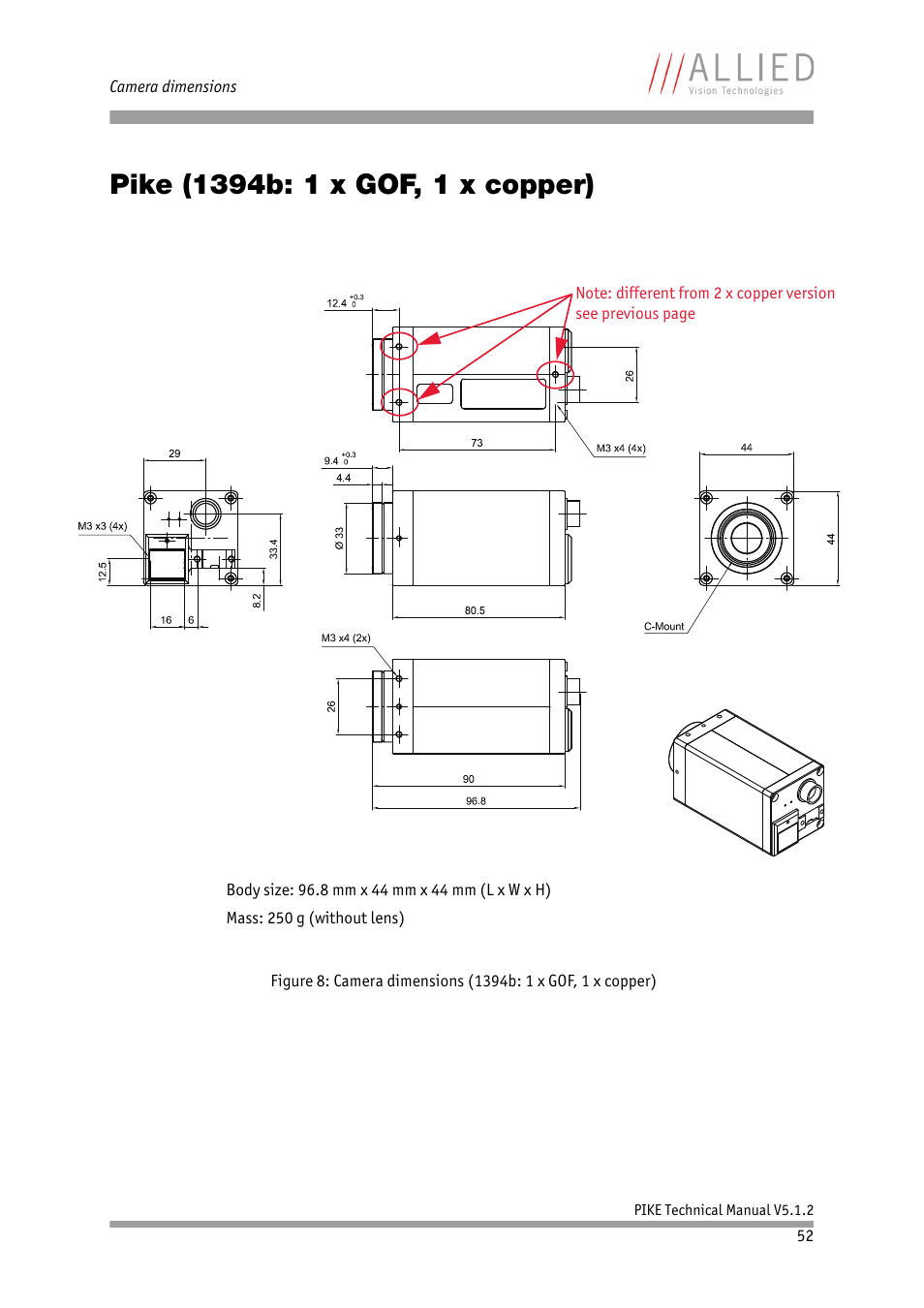 Pike (1394b: 1 x gof, 1 x copper) | ALLIED Vision Technologies Pike F-1600 User Manual | Page 52 / 391
