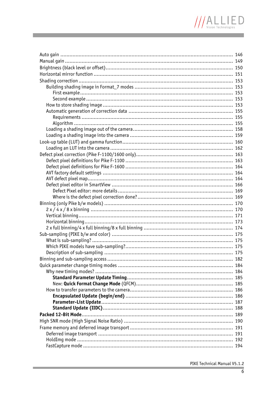 ALLIED Vision Technologies Pike F-1600 User Manual | Page 6 / 391