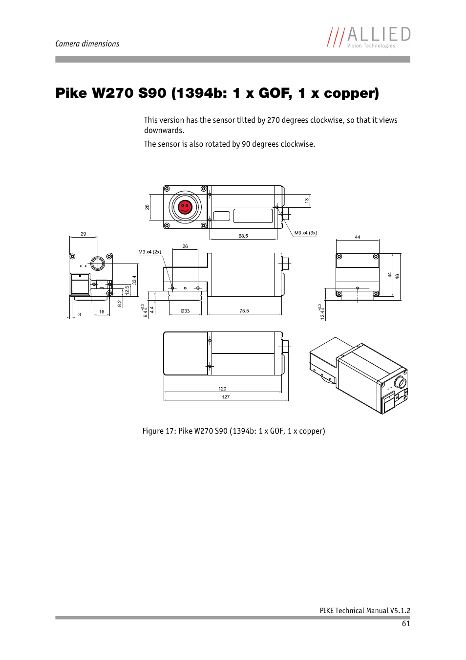 Pike w270 s90 (1394b: 1 x gof, 1 x copper), Chapter | ALLIED Vision Technologies Pike F-1600 User Manual | Page 61 / 391