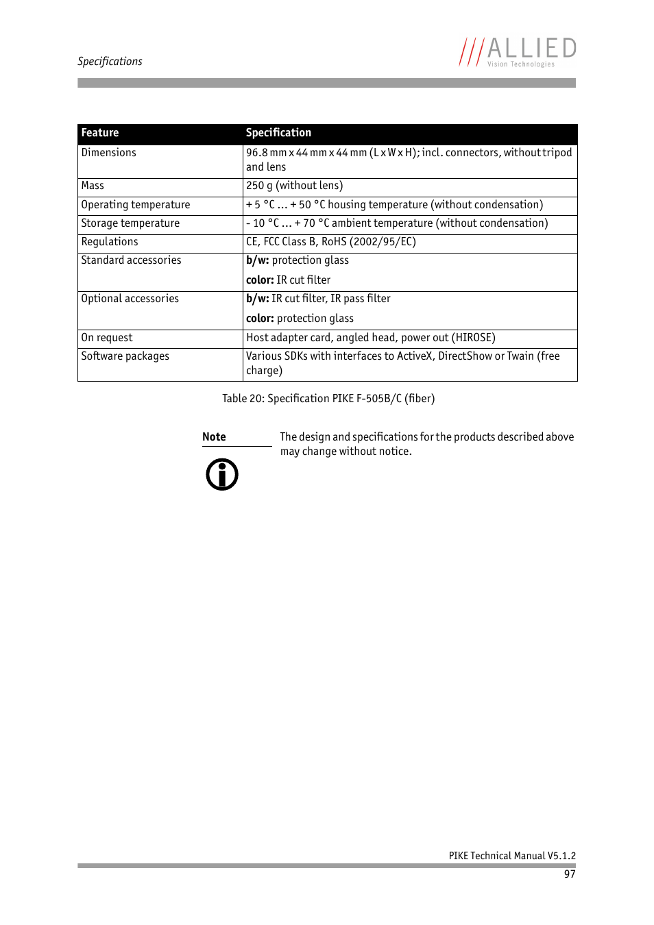 ALLIED Vision Technologies Pike F-1600 User Manual | Page 97 / 391