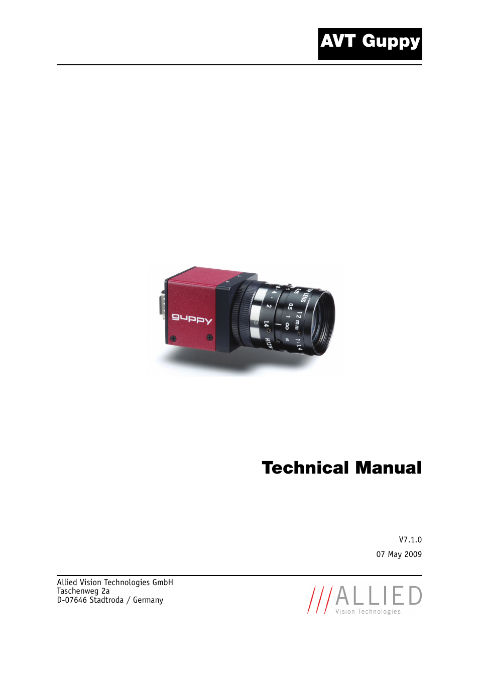 ALLIED Vision Technologies Guppy F-503 User Manual | 293 pages