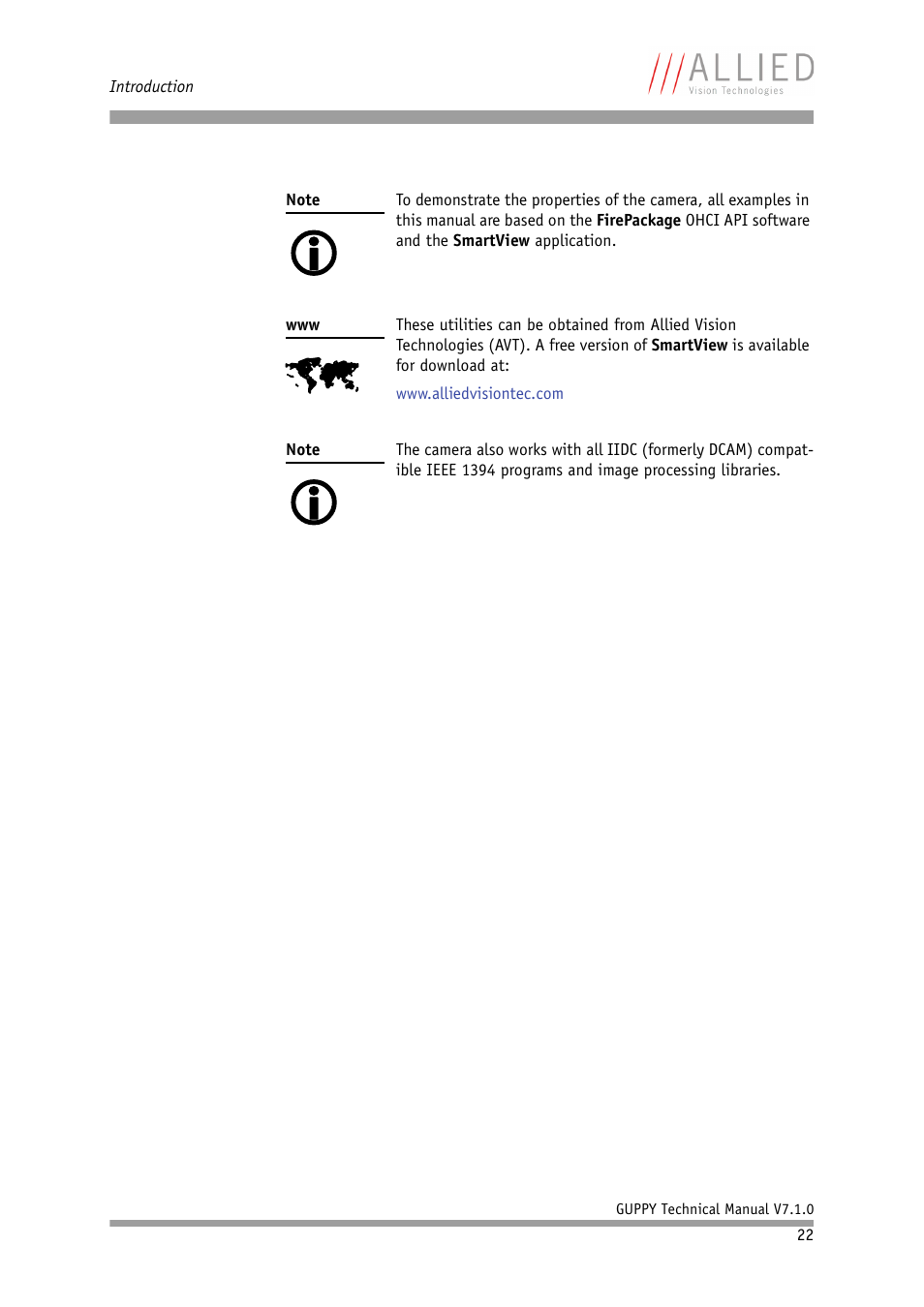 ALLIED Vision Technologies Guppy F-503 User Manual | Page 22 / 293