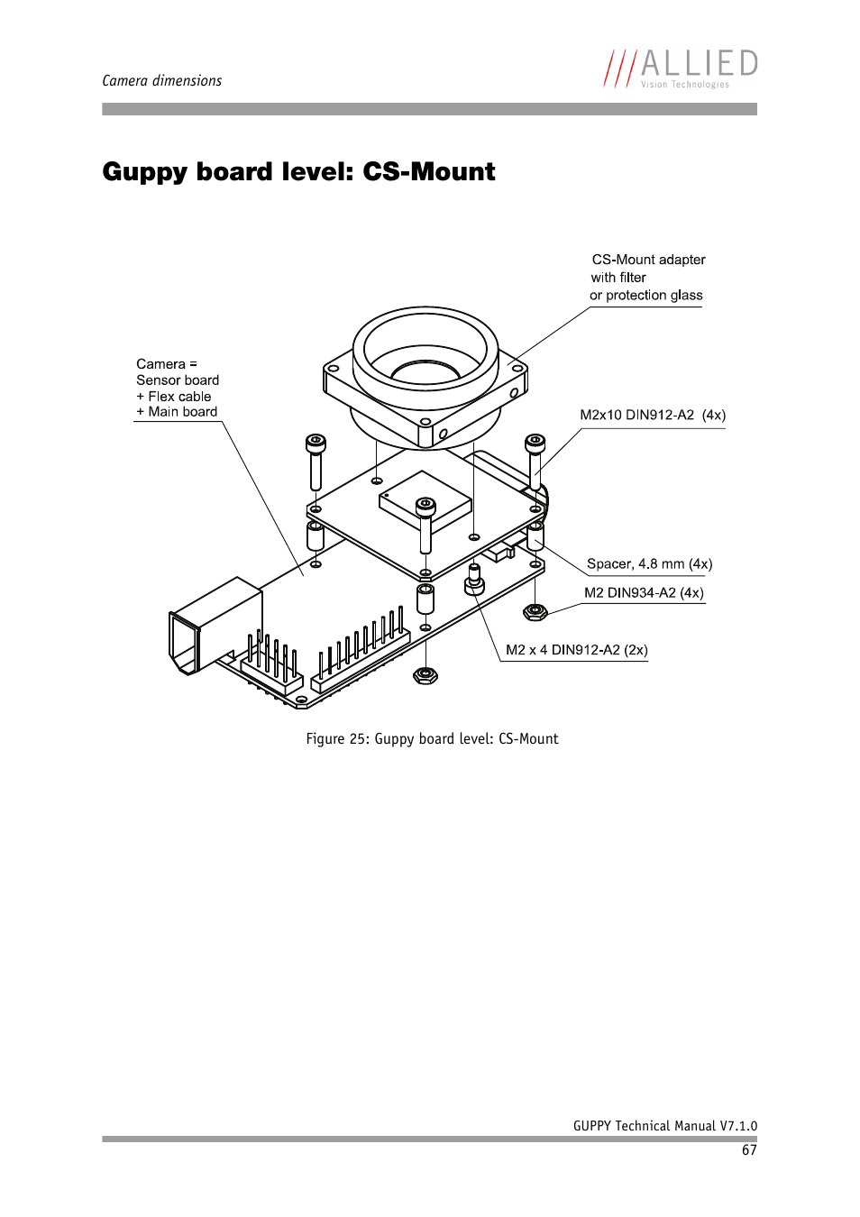 Guppy board level: cs-mount, Figure 25: guppy board level: cs-mount | ALLIED Vision Technologies Guppy F-503 User Manual | Page 67 / 293