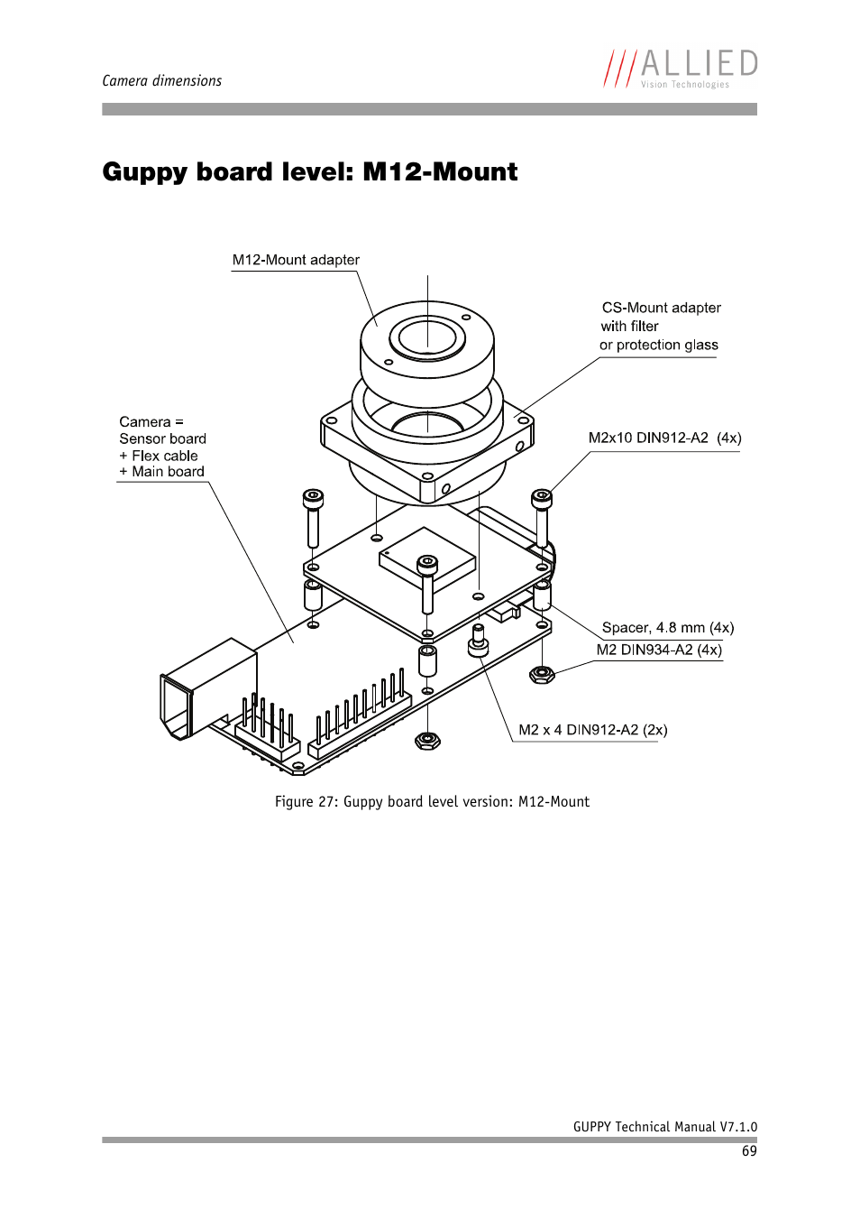 Guppy board level: m12-mount | ALLIED Vision Technologies Guppy F-503 User Manual | Page 69 / 293