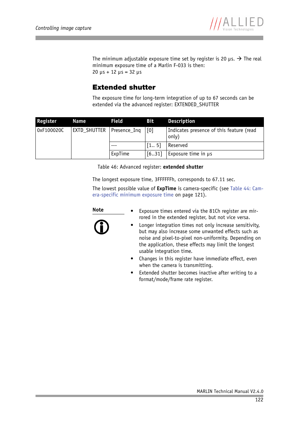 Extended shutter | ALLIED Vision Technologies Marlin F-201 User Manual | Page 122 / 247