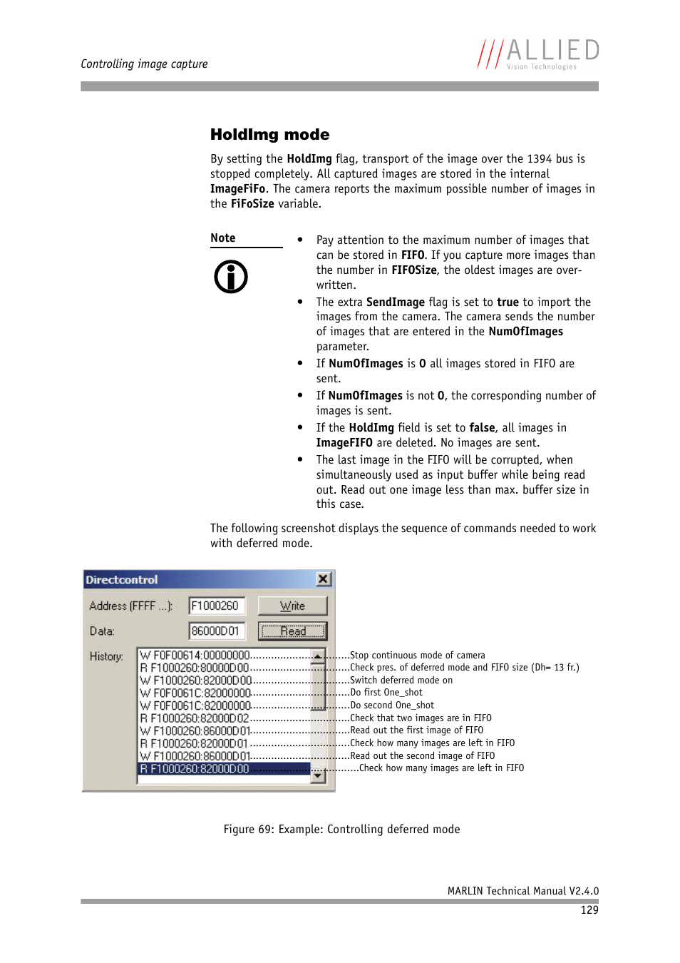 Holdimg mode | ALLIED Vision Technologies Marlin F-201 User Manual | Page 129 / 247