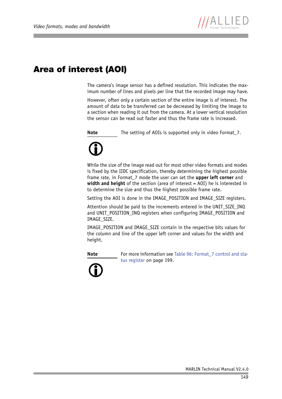 Area of interest (aoi) | ALLIED Vision Technologies Marlin F-201 User Manual | Page 149 / 247