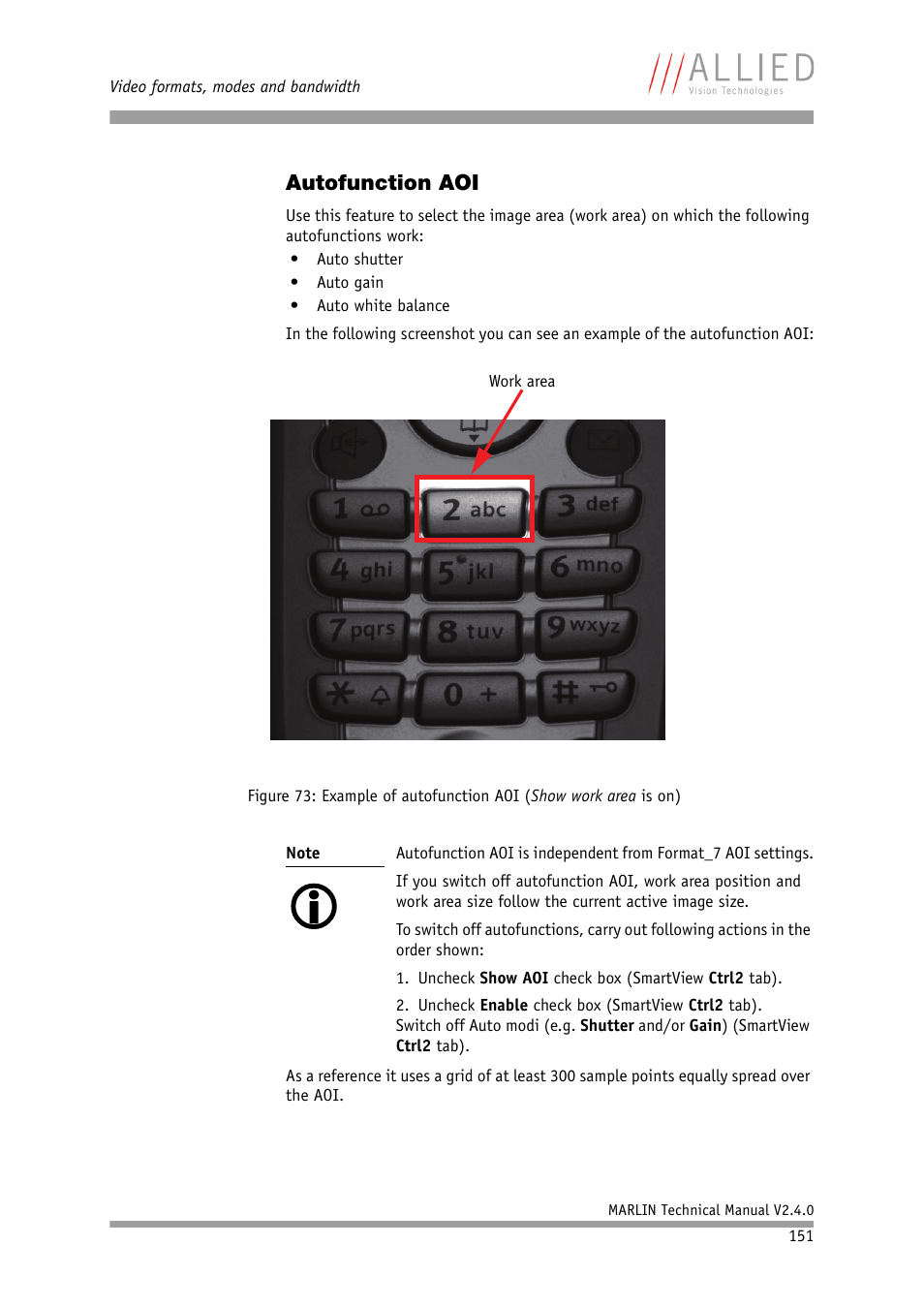 Autofunction aoi | ALLIED Vision Technologies Marlin F-201 User Manual | Page 151 / 247