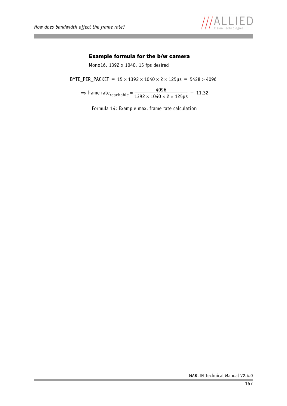 Example formula for the b/w camera | ALLIED Vision Technologies Marlin F-201 User Manual | Page 167 / 247