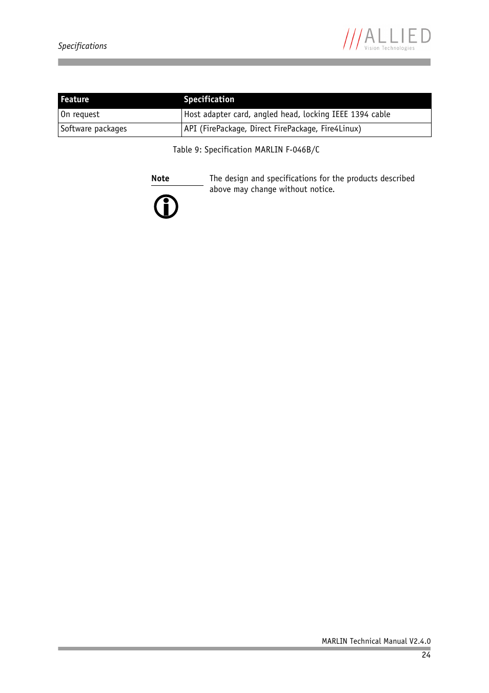 ALLIED Vision Technologies Marlin F-201 User Manual | Page 24 / 247