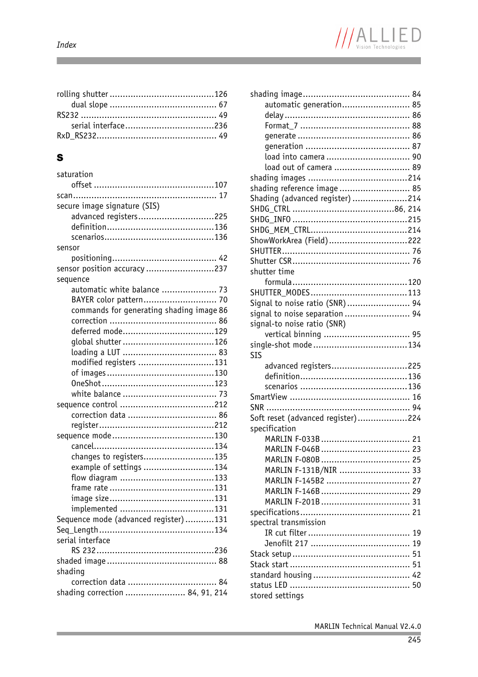 ALLIED Vision Technologies Marlin F-201 User Manual | Page 245 / 247