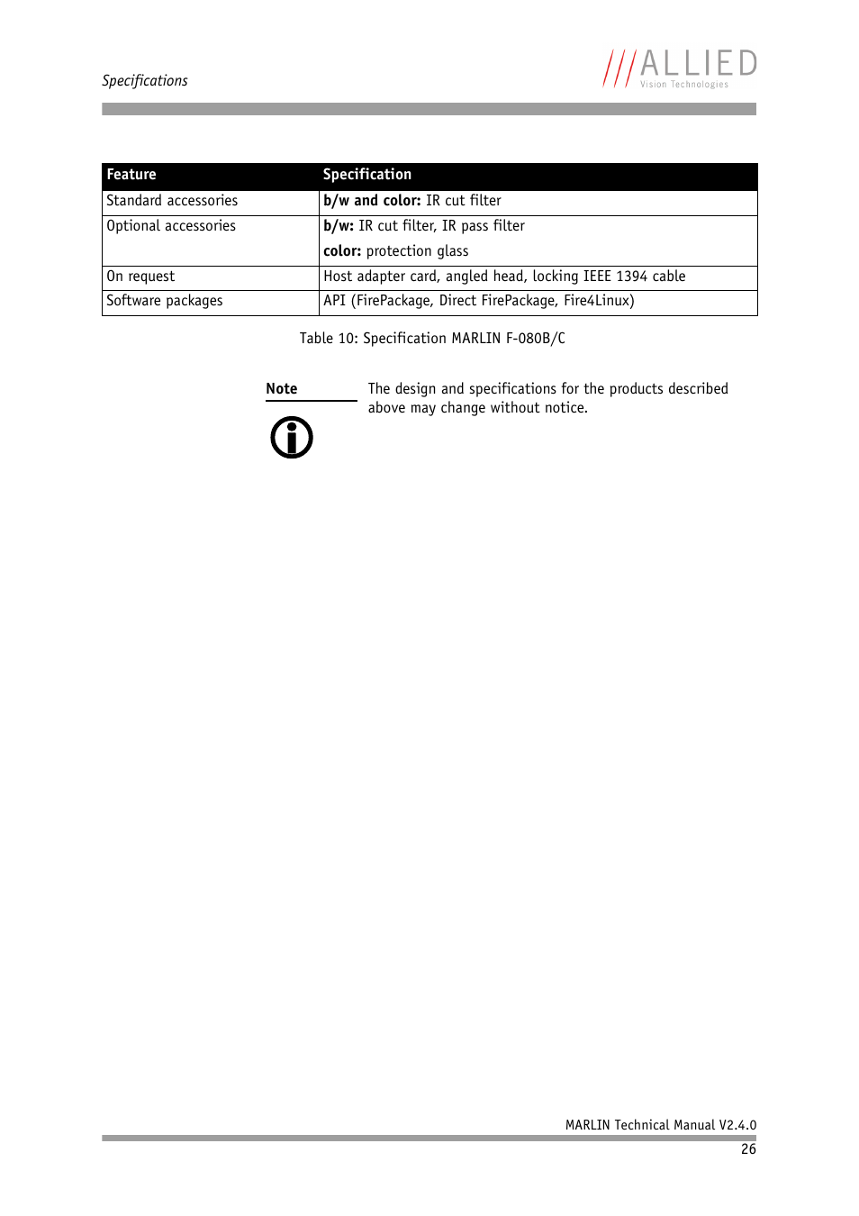 ALLIED Vision Technologies Marlin F-201 User Manual | Page 26 / 247