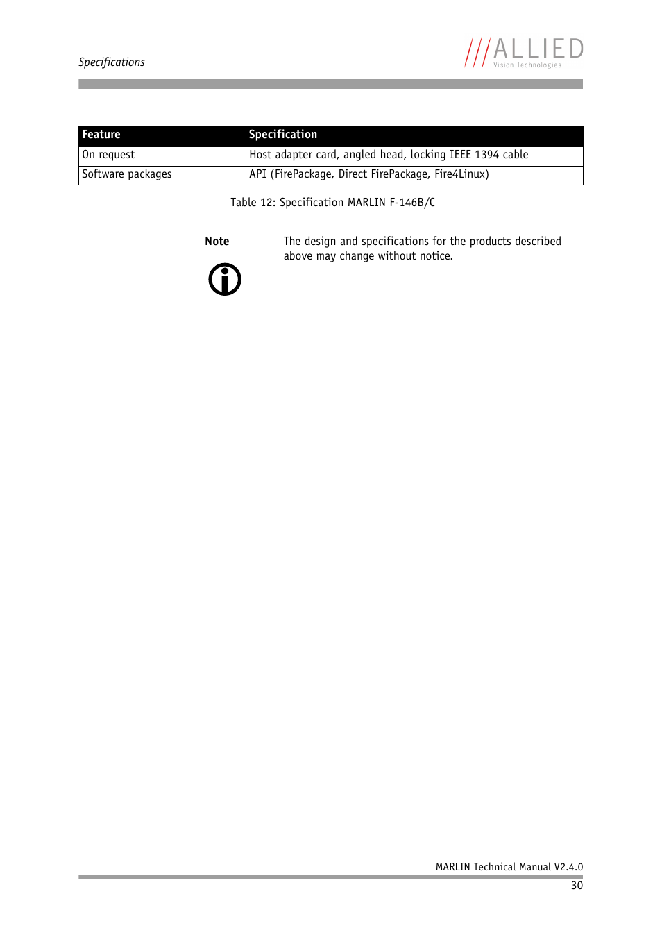 ALLIED Vision Technologies Marlin F-201 User Manual | Page 30 / 247