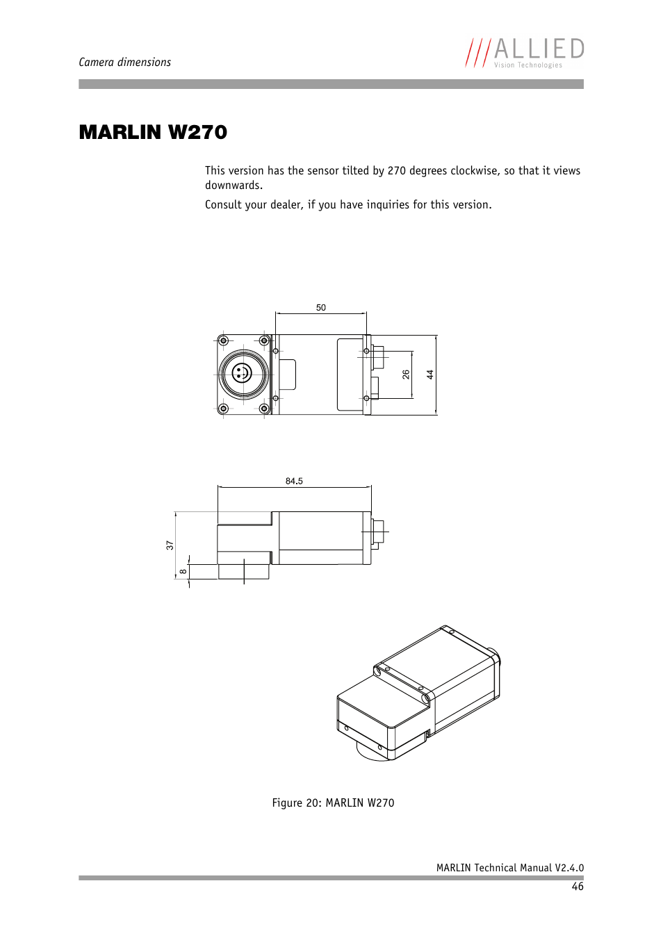 Marlin w270 | ALLIED Vision Technologies Marlin F-201 User Manual | Page 46 / 247