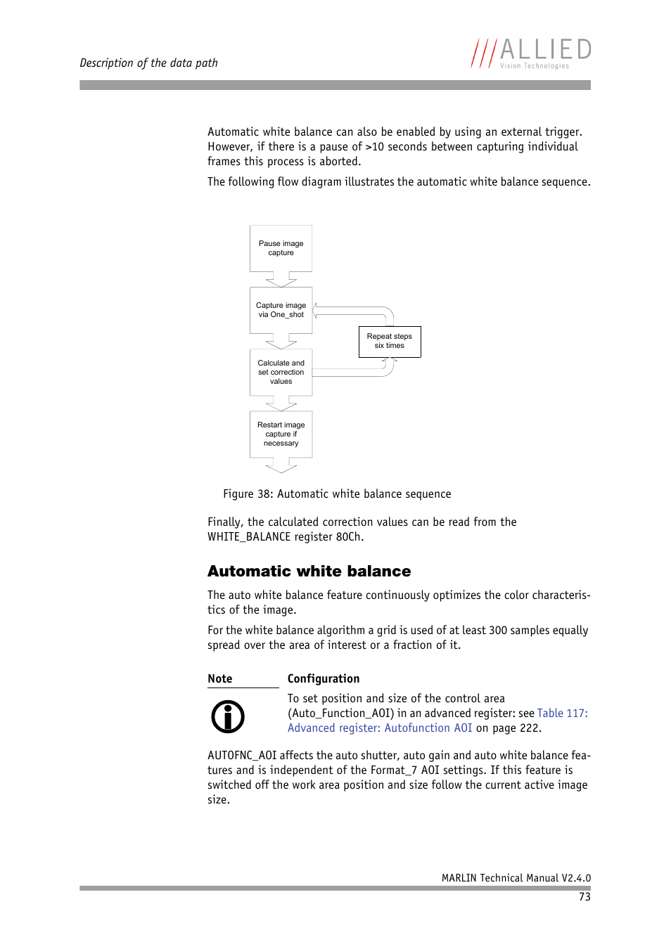 Automatic white balance | ALLIED Vision Technologies Marlin F-201 User Manual | Page 73 / 247