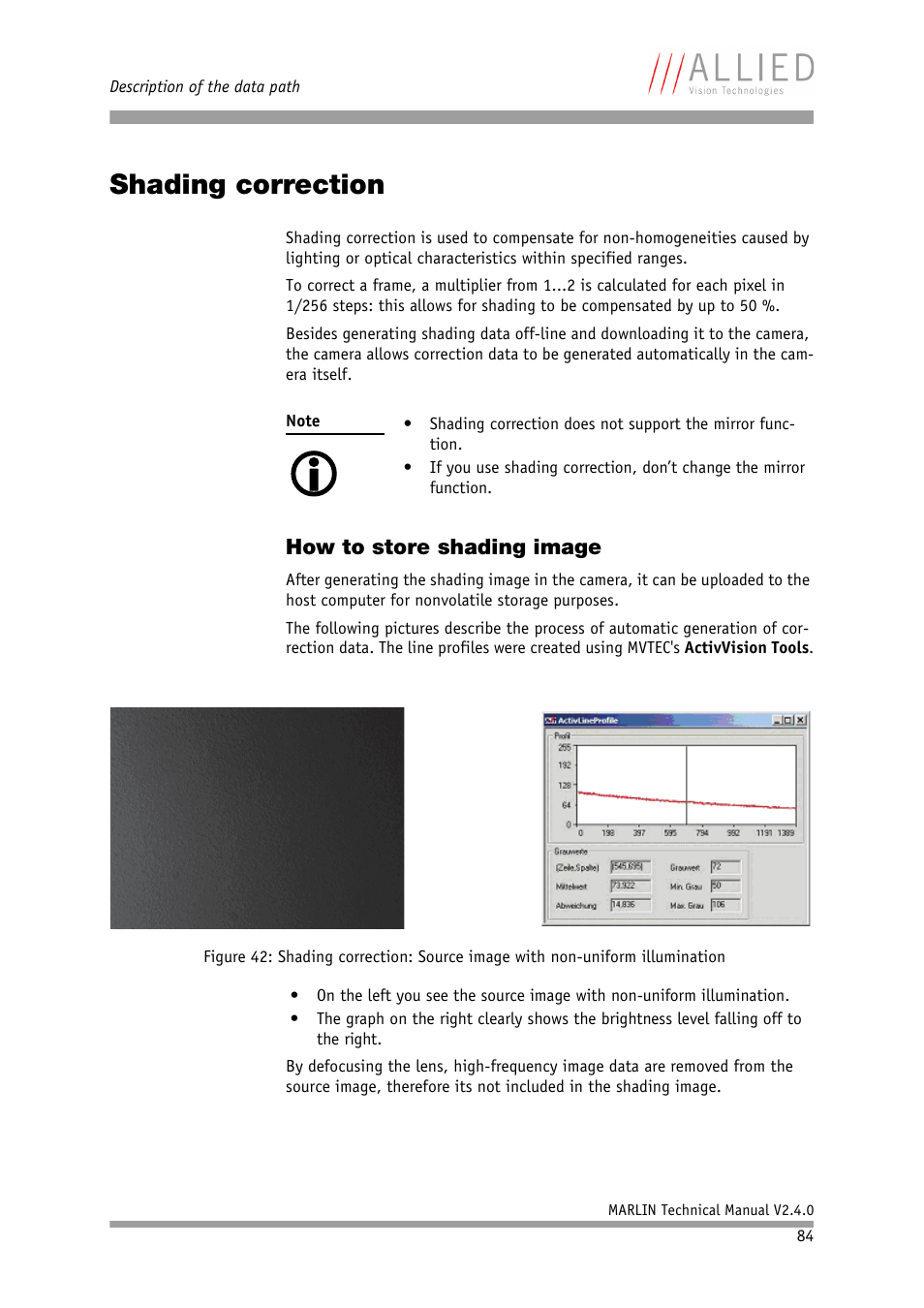 Shading correction, How to store shading image | ALLIED Vision Technologies Marlin F-201 User Manual | Page 84 / 247