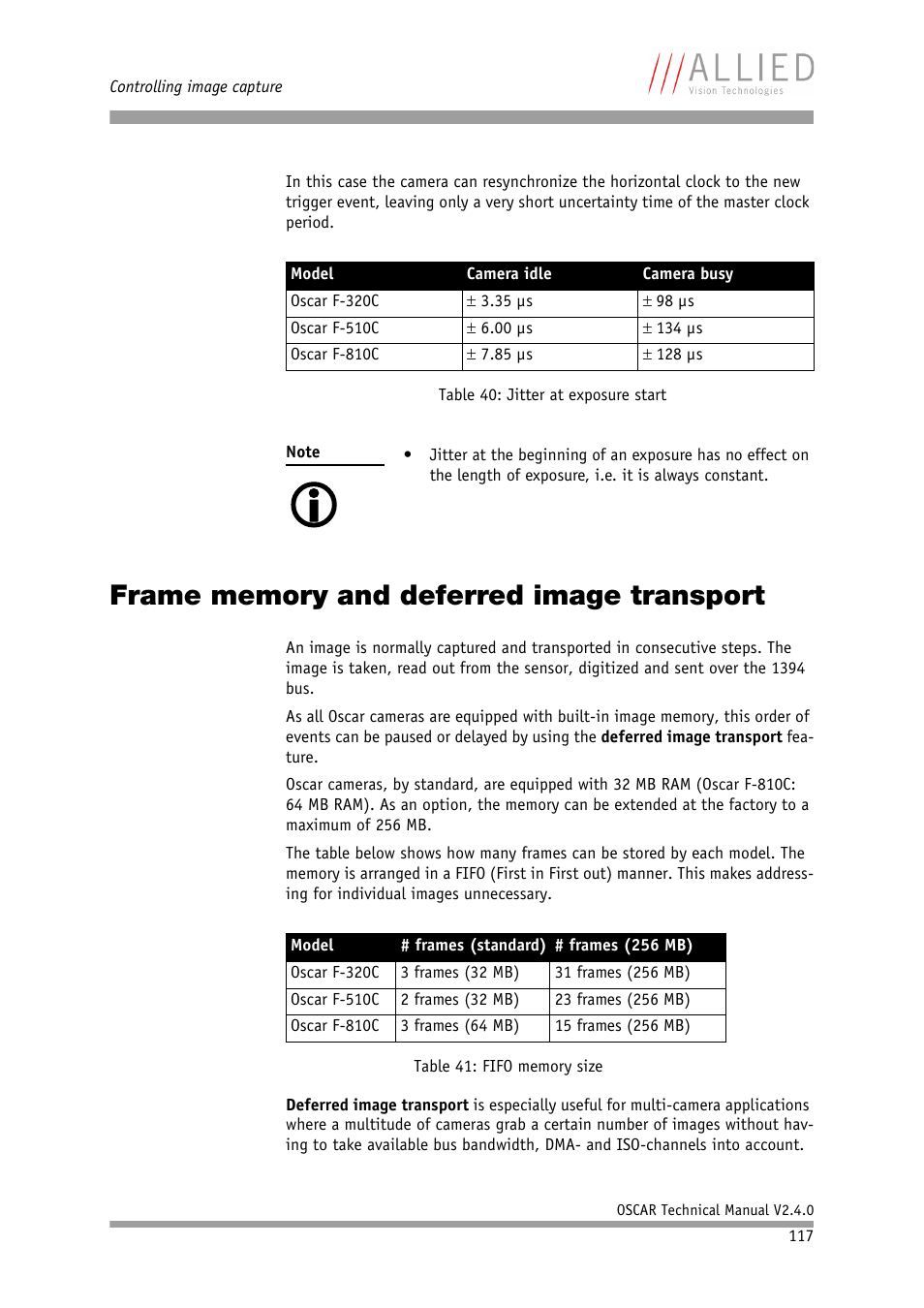 Frame memory and deferred image transport | ALLIED Vision Technologies Oscar F-810 User Manual | Page 117 / 212