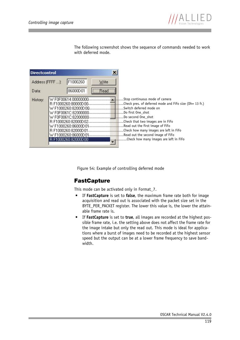 Fastcapture | ALLIED Vision Technologies Oscar F-810 User Manual | Page 119 / 212