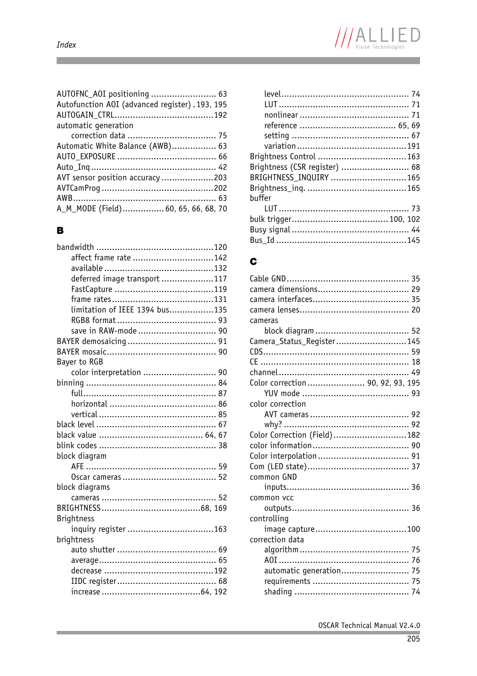 ALLIED Vision Technologies Oscar F-810 User Manual | Page 205 / 212