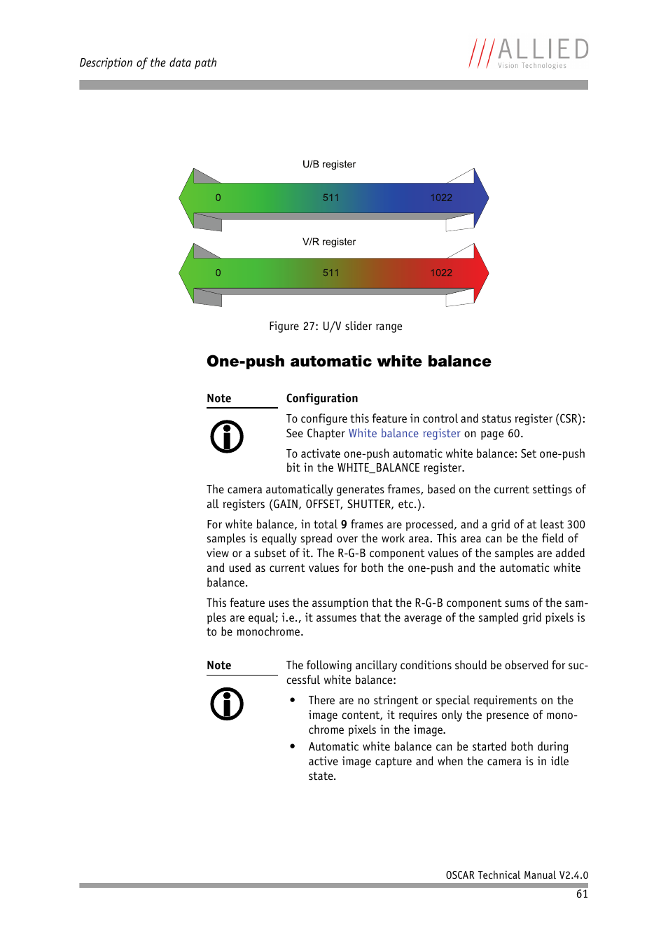 One-push automatic white balance | ALLIED Vision Technologies Oscar F-810 User Manual | Page 61 / 212