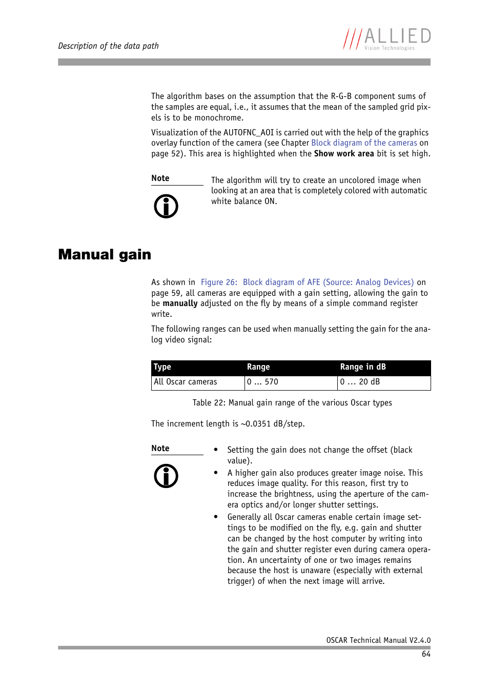 Manual gain | ALLIED Vision Technologies Oscar F-810 User Manual | Page 64 / 212