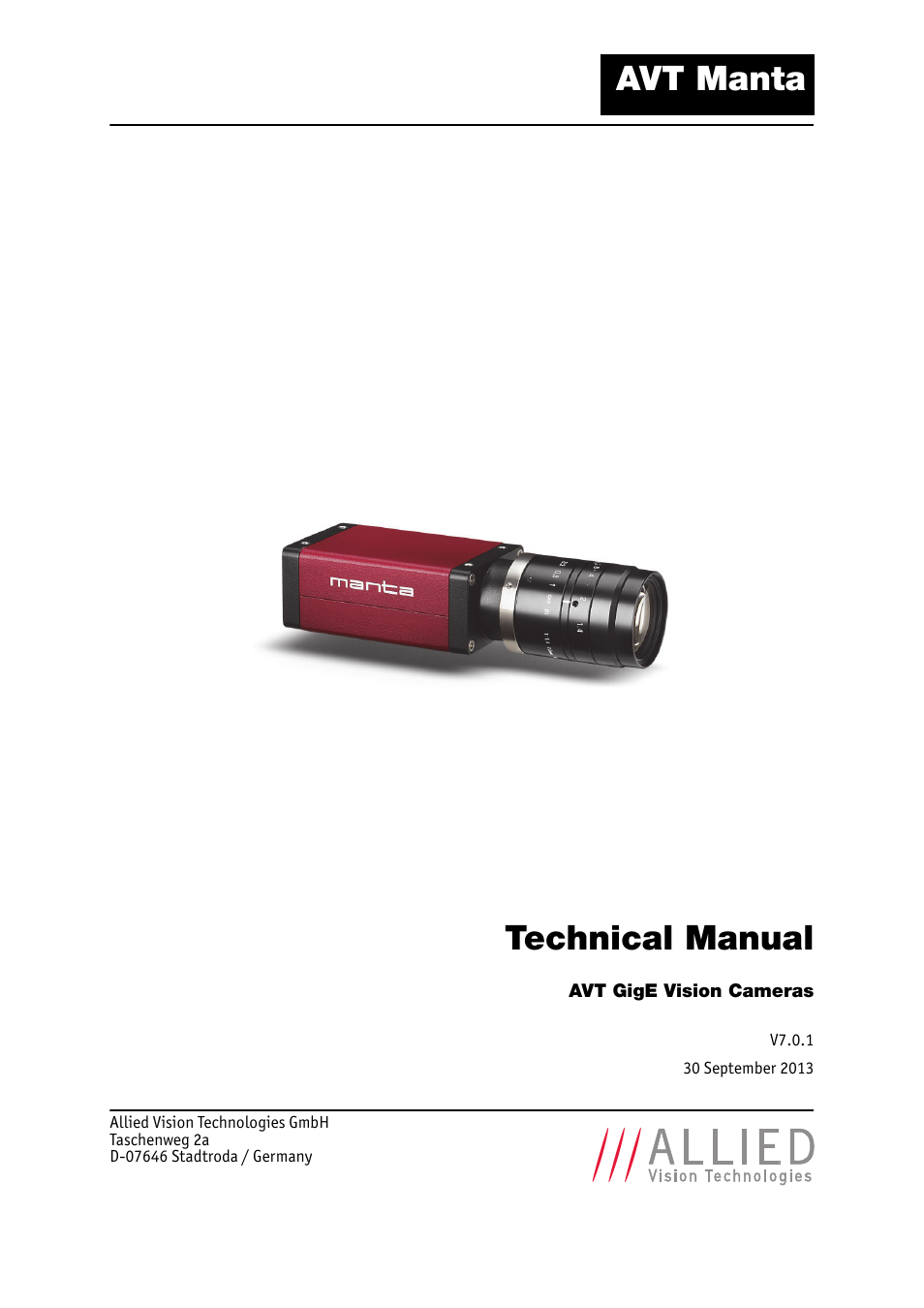 ALLIED Vision Technologies Manta G-917 User Manual | 156 pages