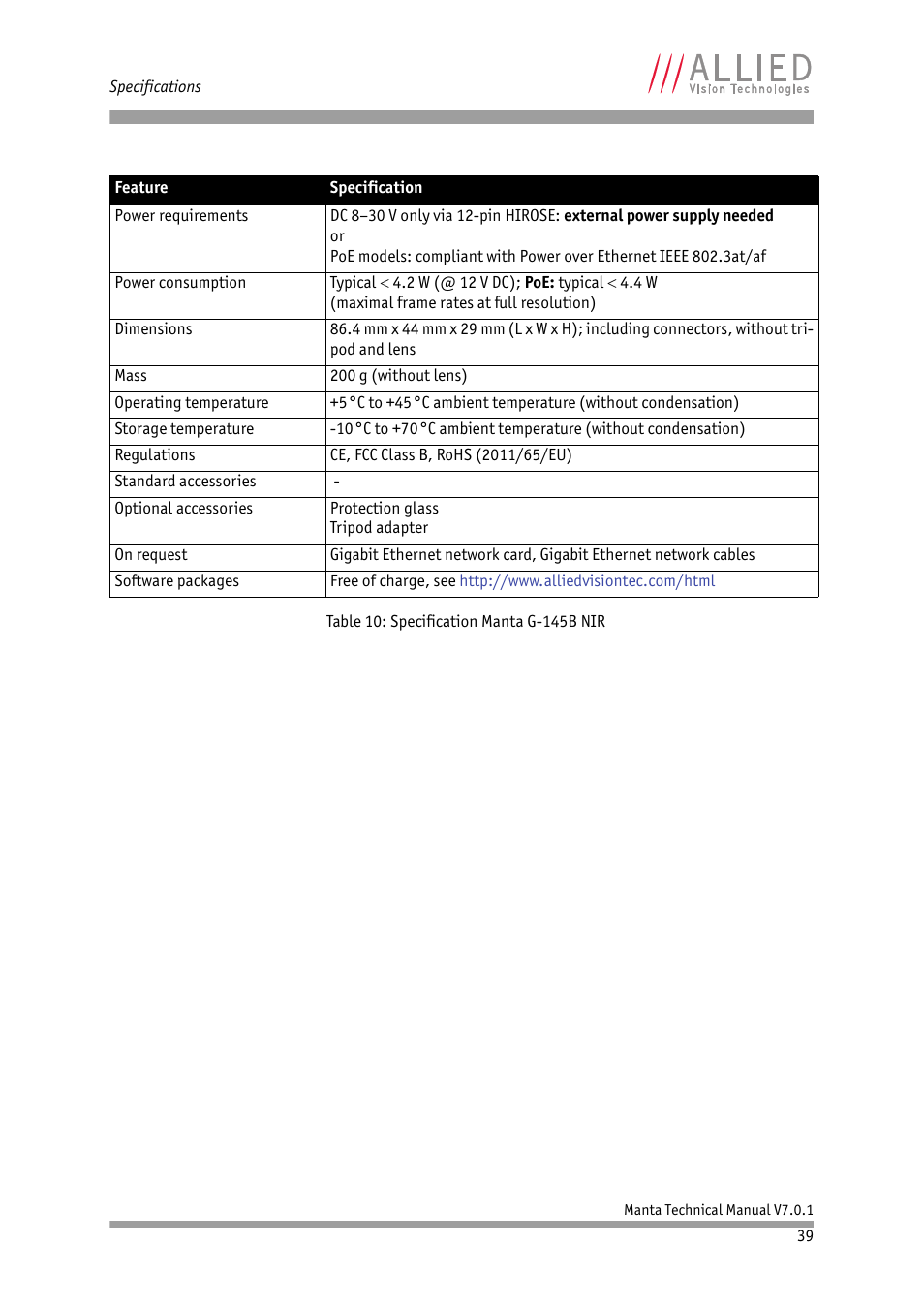 ALLIED Vision Technologies Manta G-917 User Manual | Page 39 / 156