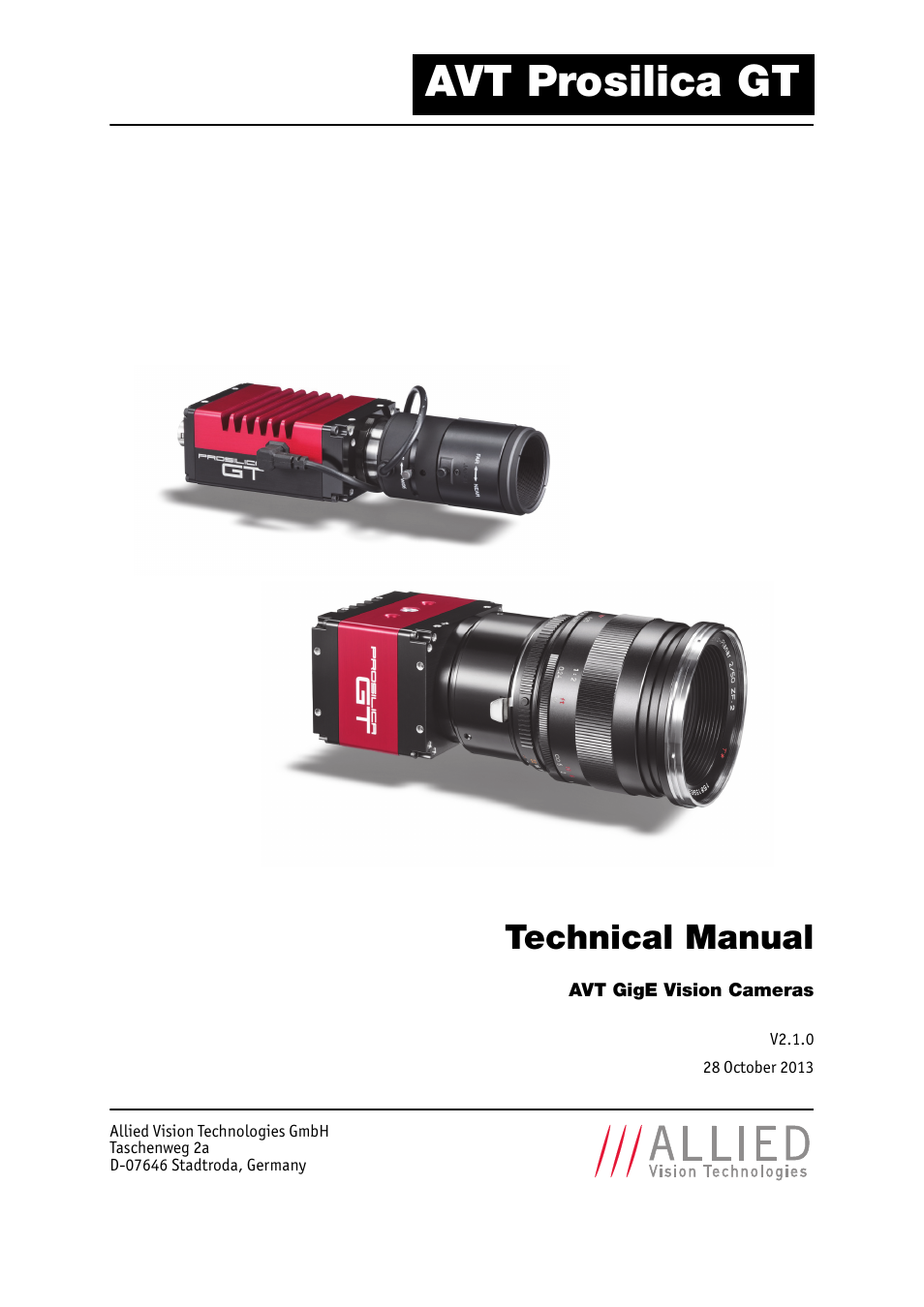 ALLIED Vision Technologies Prosilica GT6600 User Manual | 96 pages
